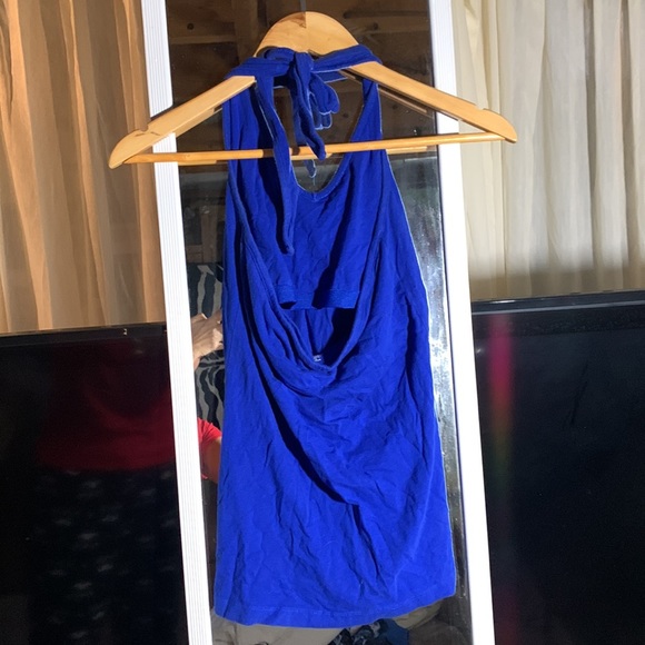 Round the neck blue halter top, size, medium, good condition. - Picture 2 of 2